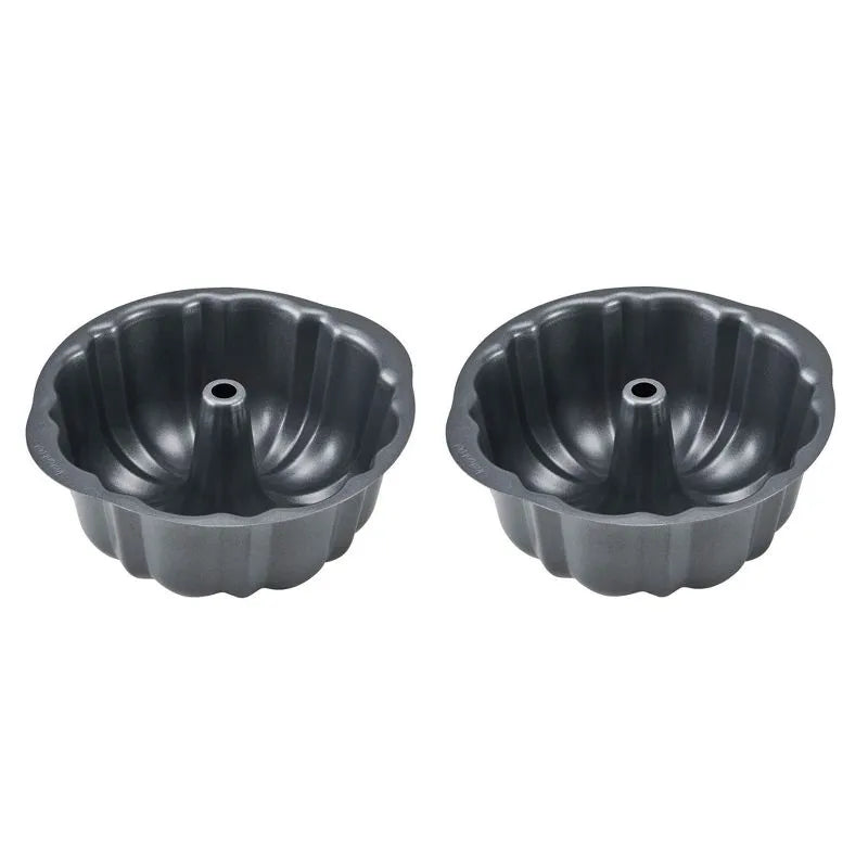 Instant Pot Official Non-Stick Fluted Cake Pan Set of 2 - 7" Baking Mold, Compatible with 6-Quart & 8-Quart Cookers (Grey)